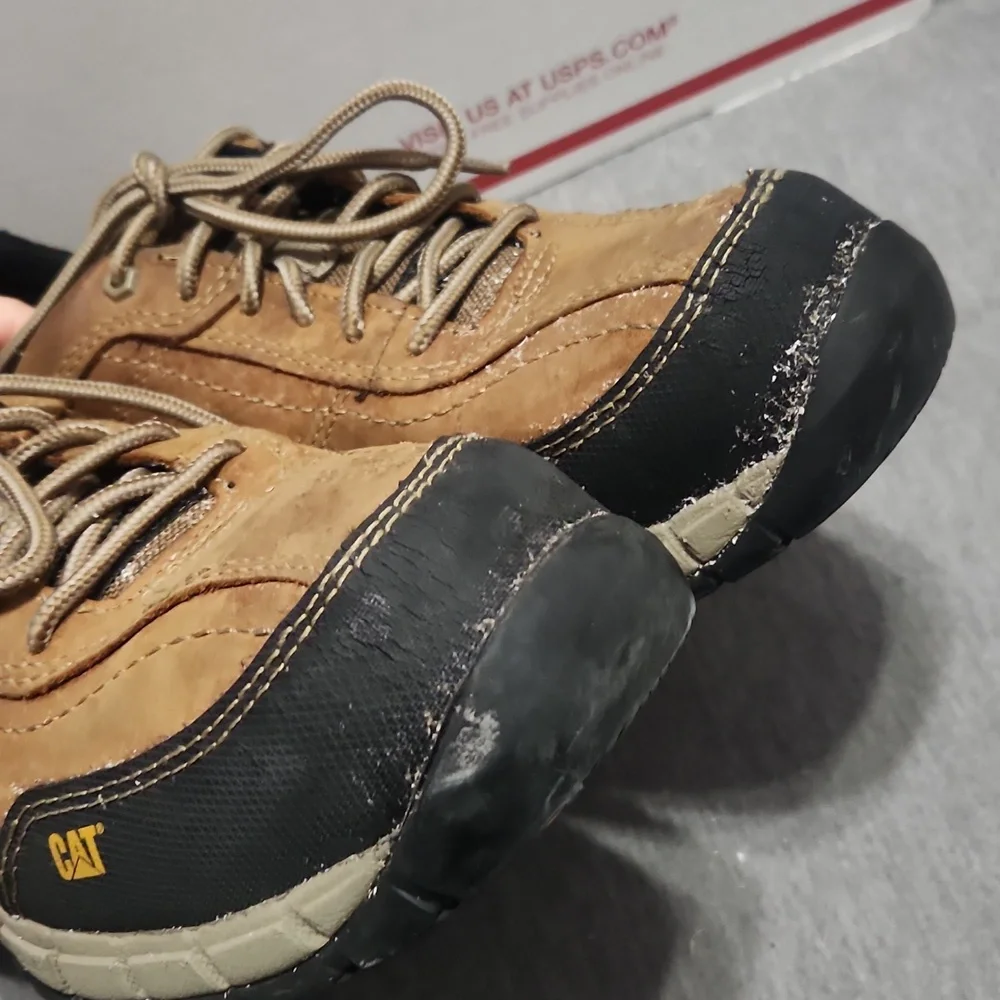 CATERPILLAR Men's Brown Leather Composite Toe Work Shoes Sneakers Low-Top Boots - Picture 14 of 17